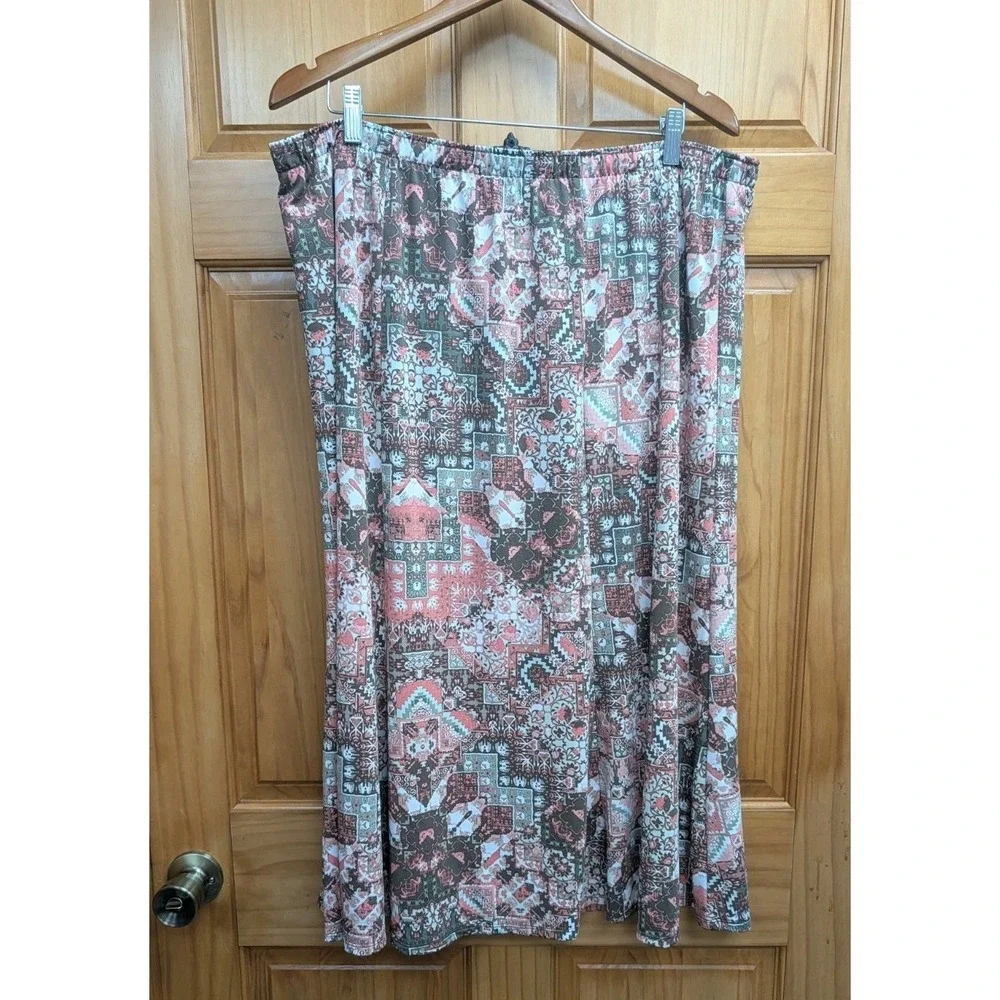 Southern Lady Women's 1X Skirt Elastic Waist Midi Liquid Knit Relaxed Workwear